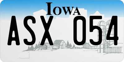 IA license plate ASX054
