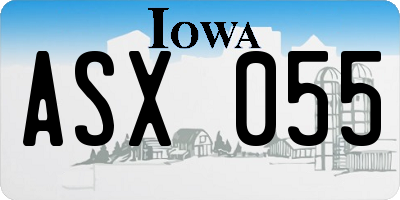 IA license plate ASX055