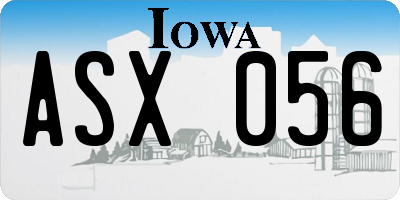 IA license plate ASX056
