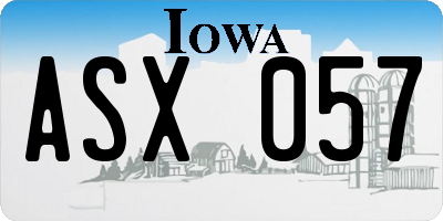 IA license plate ASX057