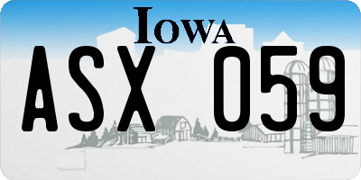 IA license plate ASX059