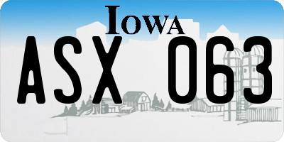 IA license plate ASX063