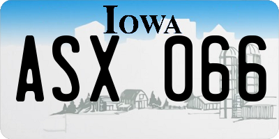 IA license plate ASX066