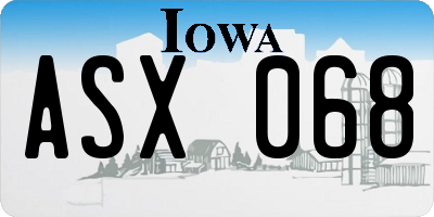 IA license plate ASX068