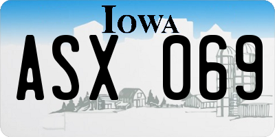 IA license plate ASX069