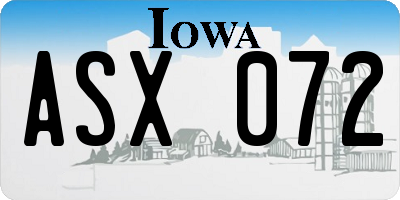 IA license plate ASX072
