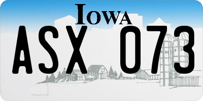 IA license plate ASX073