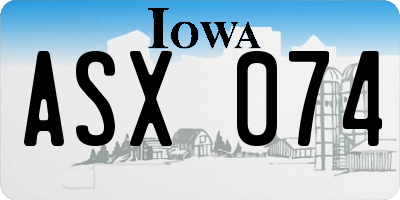 IA license plate ASX074