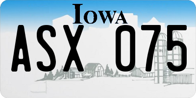 IA license plate ASX075