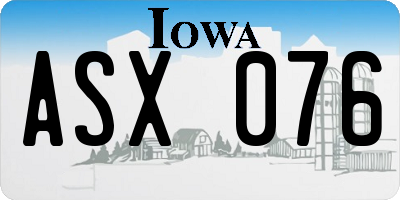 IA license plate ASX076