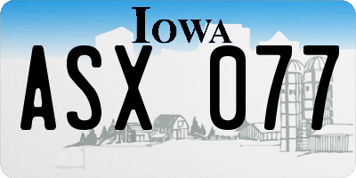 IA license plate ASX077