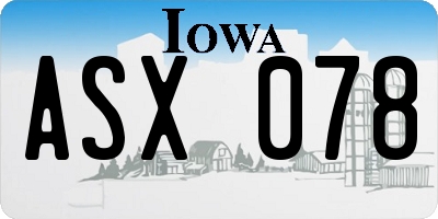 IA license plate ASX078