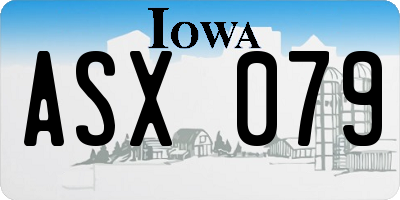 IA license plate ASX079