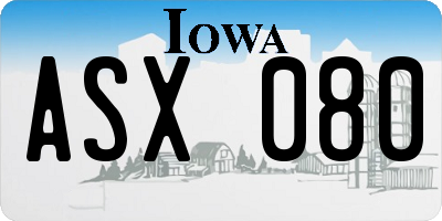 IA license plate ASX080