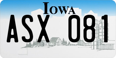IA license plate ASX081