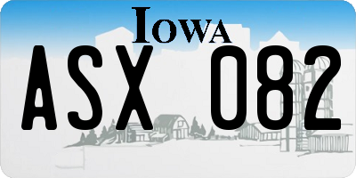 IA license plate ASX082