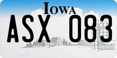 IA license plate ASX083