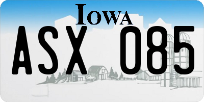 IA license plate ASX085