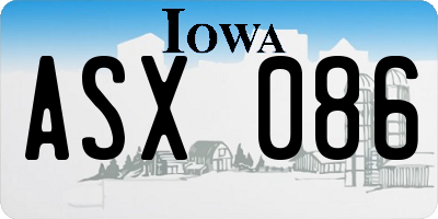 IA license plate ASX086