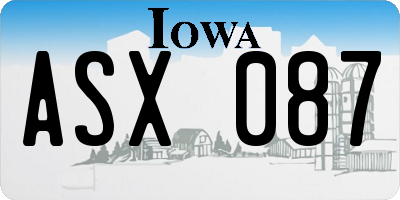 IA license plate ASX087