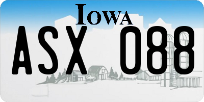 IA license plate ASX088