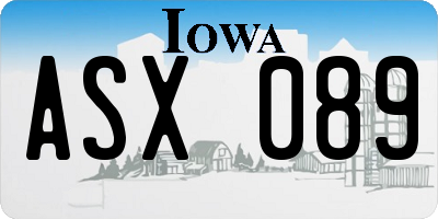 IA license plate ASX089