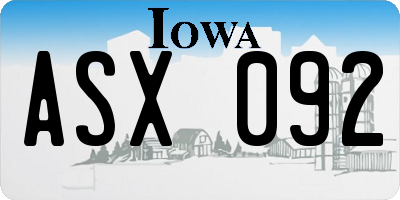 IA license plate ASX092