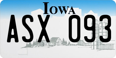 IA license plate ASX093