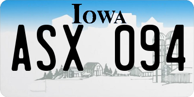 IA license plate ASX094