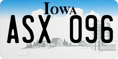 IA license plate ASX096