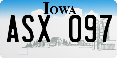 IA license plate ASX097