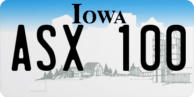 IA license plate ASX100