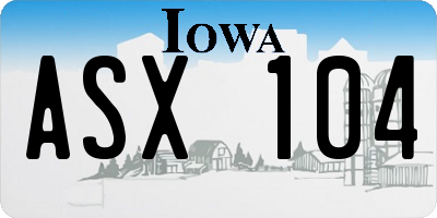 IA license plate ASX104