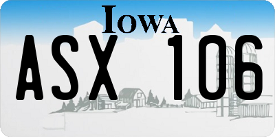 IA license plate ASX106