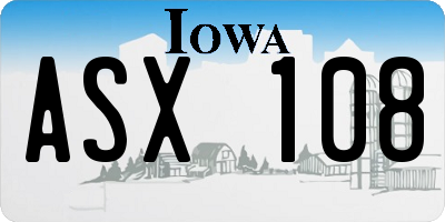 IA license plate ASX108