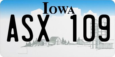IA license plate ASX109