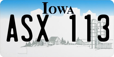 IA license plate ASX113