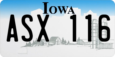 IA license plate ASX116