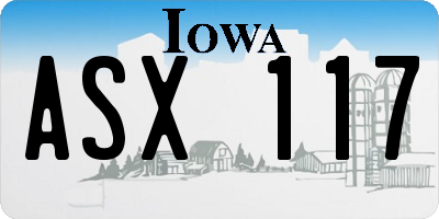 IA license plate ASX117