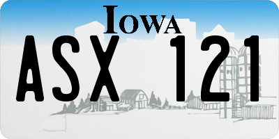 IA license plate ASX121