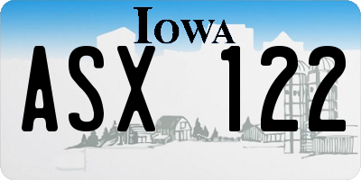 IA license plate ASX122