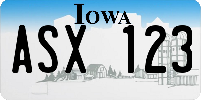 IA license plate ASX123