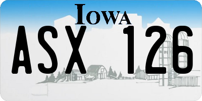 IA license plate ASX126