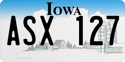 IA license plate ASX127
