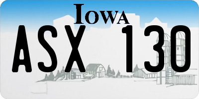 IA license plate ASX130