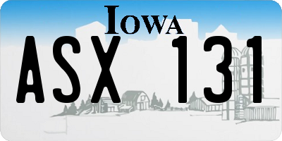 IA license plate ASX131