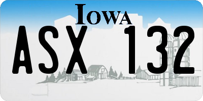 IA license plate ASX132