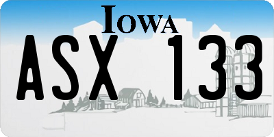 IA license plate ASX133