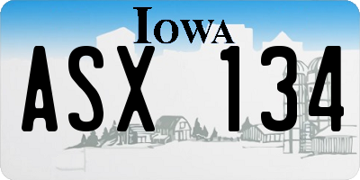 IA license plate ASX134