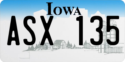 IA license plate ASX135